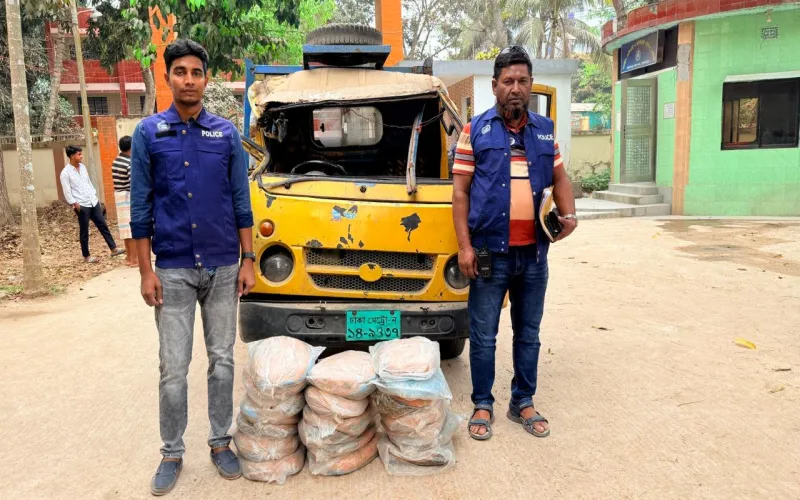 বাঞ্ছারামপুরে ২০ কেজি গাঁজাসহ পিকআপ ভ্যান জব্দ