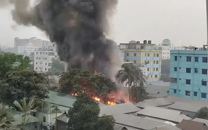 কালিয়াকৈরে বসতবাড়িতে আগুন, কলোনির ১০টি রুম পুড়ে ছাই