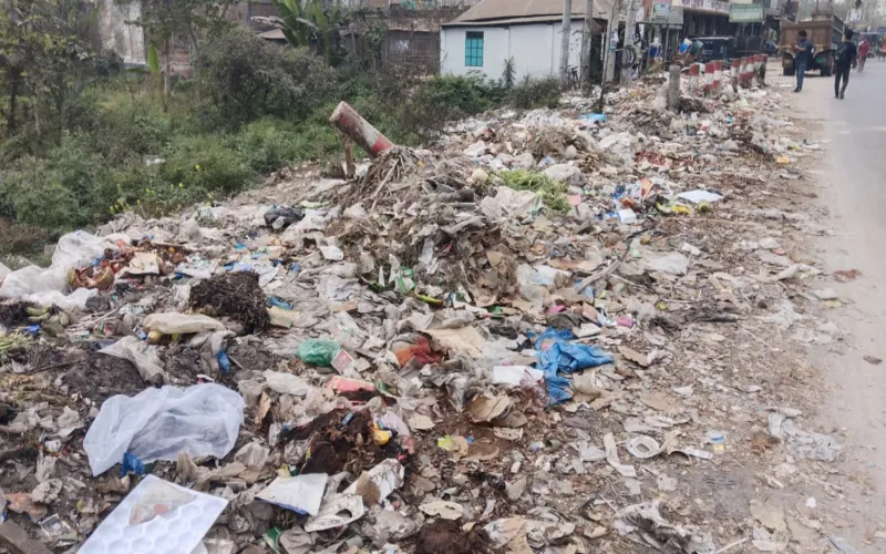 রাজবাড়ী পুলিশ লাইন সামনে ময়লার স্তূপে জনদুর্ভোগ চরমে